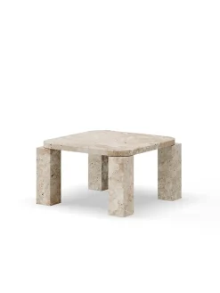 Atlas Sofabord 600x600, Unfilled Travertine fra New Works