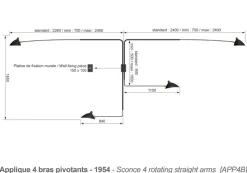 Big Wall Lamp w/4 Rotating Straight Arms af Serge Mouille