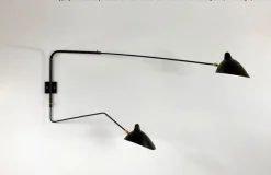 Big Wall Lamp w/2 Rotating Arms, 1 Straight, 1 Curved af Serge Mouille