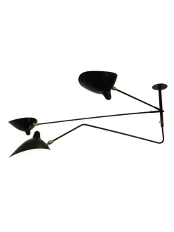 Ceiling Lamp w/2 Fixed Arms & 1 Curved Rotating Arm af Serge Mouille