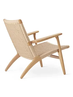 CH25 Loungestol, eg sortmalet med naturflet af Hans J. Wegner