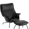 Doze Lounge Chair inkl. Fodskammel, black refine leather fra Muuto