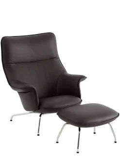 Doze Lounge Chair inkl. Fodskammel, black refine leather fra Muuto