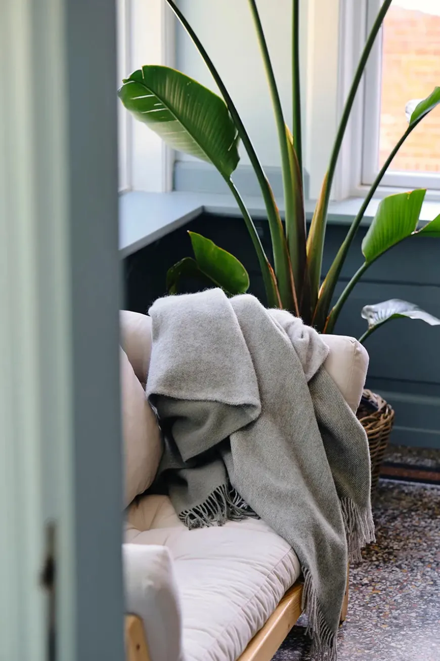 Drejø Plaid, camel fra Silkeborg Uldspinderi