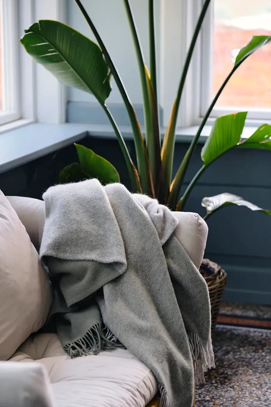 Drejø Plaid, camel fra Silkeborg Uldspinderi