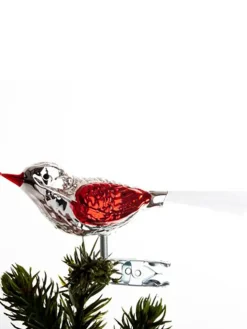 Fugl m. Klemme 10 cm, sølvfarvet/pink fra Brink Nordic