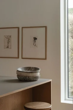 Hyben Skål, travertin silver fra Wabi Sabi Nordic