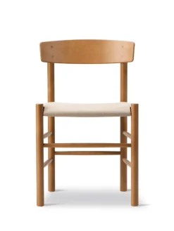 J39 Folkestolen Sædepolstret, Mørkebrun Læder af Børge Mogensen