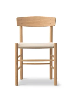 J39 Folkestolen Sædepolstret, Sort Læder af Børge Mogensen