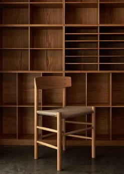 J39 Folkestolen Sædepolstret, Sort Læder af Børge Mogensen