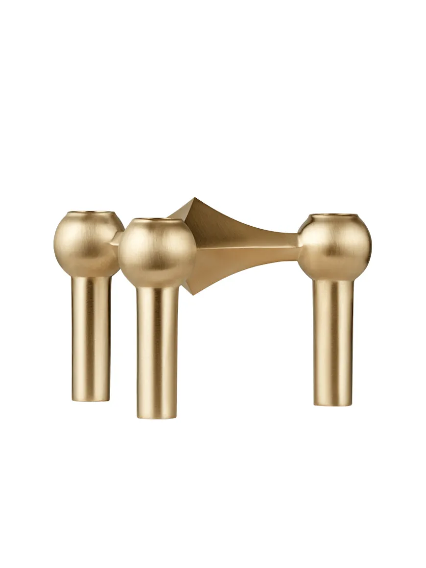 Nagel Lysestage, børstet messing fra STOFF Nagel