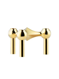 Nagel Lysestage, børstet messing fra STOFF Nagel