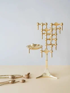 Nagel Lysestage, børstet messing fra STOFF Nagel