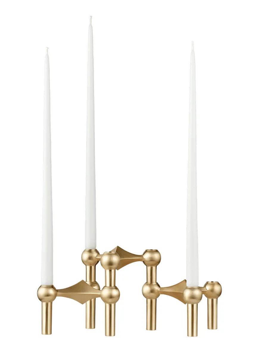 Nagel Lysestage, børstet messing fra STOFF Nagel