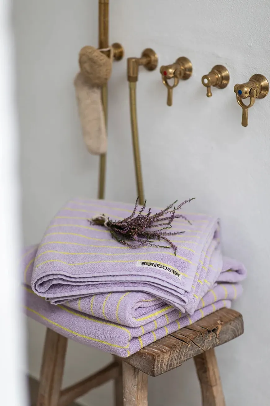 Naram towel - Lilac & Neon yellow fra Bongusta