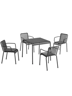 Palissade sæt, 4 armstole og bord i anthracite fra HAY