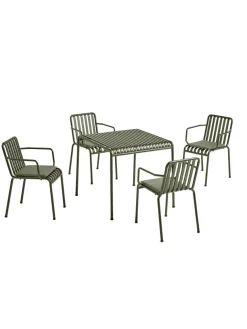 Palissade sæt, 4 armstole og bord i anthracite fra HAY