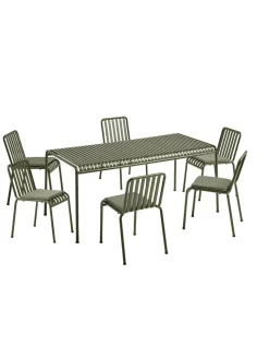 Palissade sæt, 6 stole og bord i iron red fra HAY