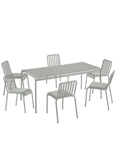 Palissade sæt, 6 stole og bord i sky grey fra HAY