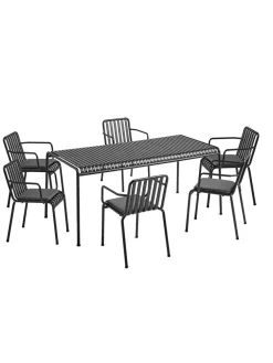 Palissade sæt, 6 stole og bord i sky grey fra HAY