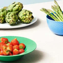 Rhombe dyb tallerken, turkis Ø24,5 cm fra Lyngby Porcelæn