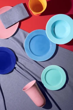 Rhombe oval fad, rosa fra Lyngby Porcelæn