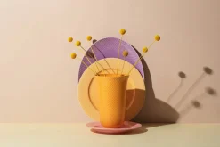 Rhombe vase, gul fra Lyngby Porcelæn