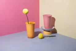 Rhombe vase, gul fra Lyngby Porcelæn