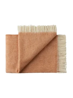 Rømø Plaid, apricot orange fra Silkeborg Uldspinderi