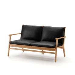 Rén Lounge sofa 2. pers natur eg, sort læder fra Stellar Works
