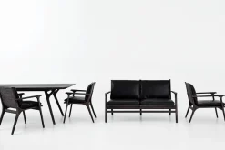 Rén Lounge sofa 2. pers natur eg, sort læder fra Stellar Works