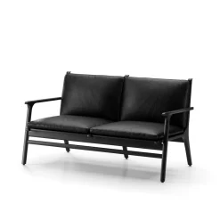 Rén Lounge sofa 2. pers sortmalet eg, sort læder fra Stellar Works