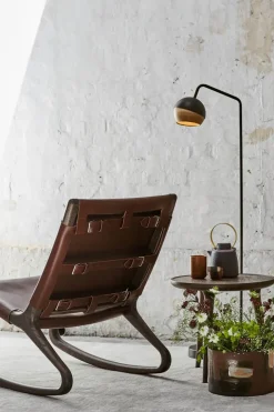 Rocker gyngestol, grå eg med mustang farvet læder fra Mater