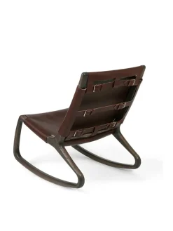 Rocker gyngestol, grå eg med mustang farvet læder fra Mater