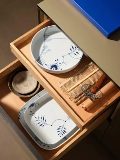 Royal Copenhagen Blå Mega Riflet, firkantet ovnfast fad 25 x 25cm