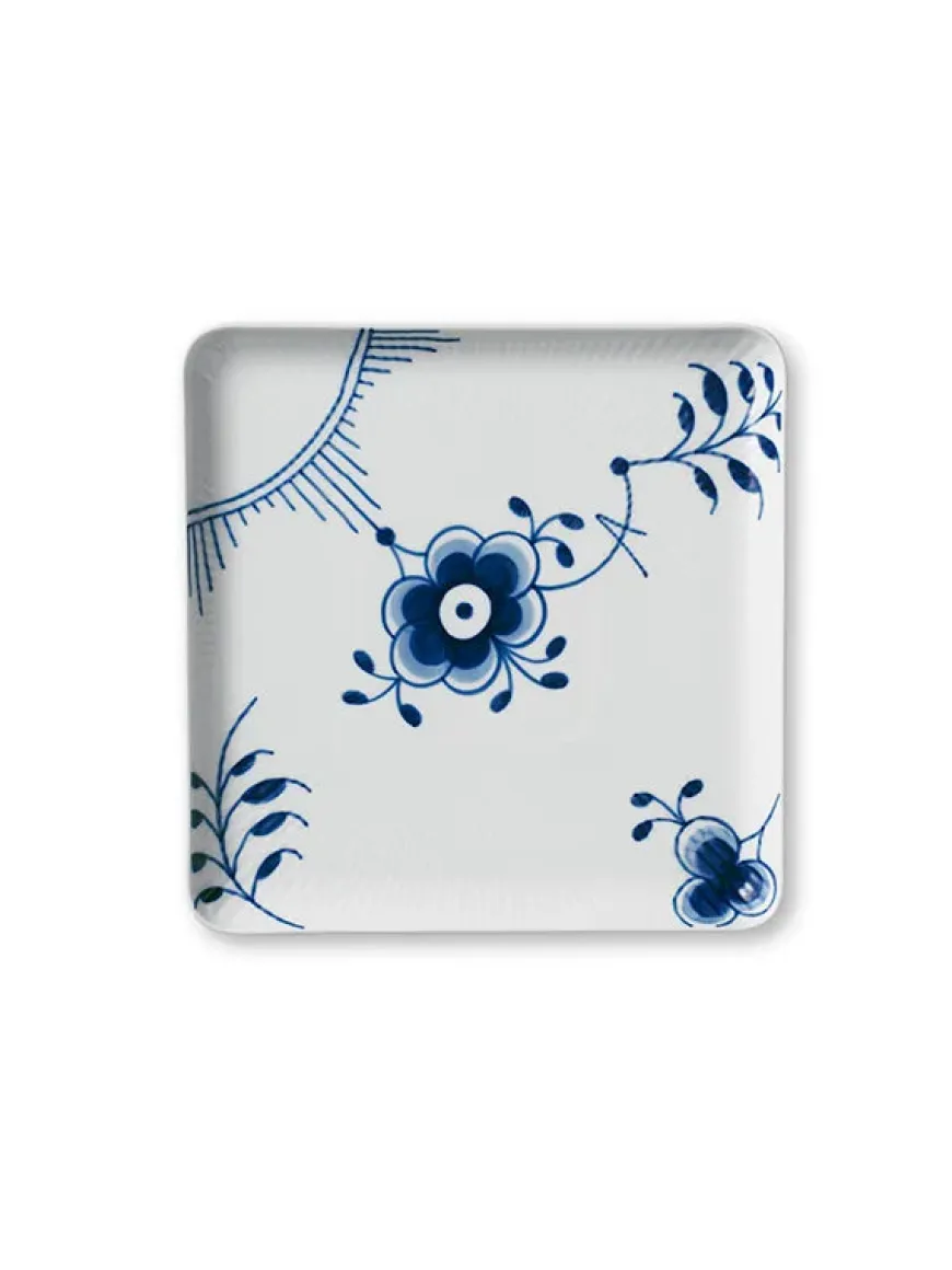 Royal Copenhagen Blå Mega Riflet, firkantet tallerken 20 cm