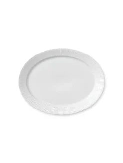 Royal Copenhagen Hvid Riflet, oval tallerken 34 cm