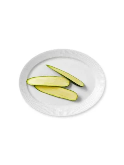 Royal Copenhagen Hvid Riflet, oval tallerken 34 cm