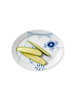 Royal Copenhagen Hvid Riflet, oval tallerken 34 cm