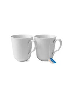 Royal Copenhagen Hvid Riflet, 2-pak krus 37 cl