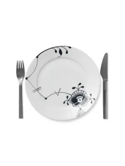 Royal Copenhagen Sort Mega Riflet, tallerken 22 cm