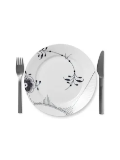 Royal Copenhagen Sort Mega Riflet, tallerken 22 cm