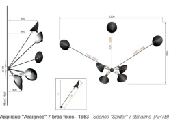 Spider Big Wall Lamp w/7 Fixed Arms af Serge Mouille