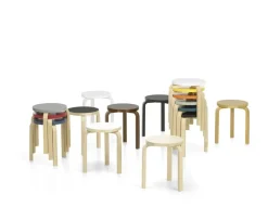 Stool 60, zebra fabric fra Artek
