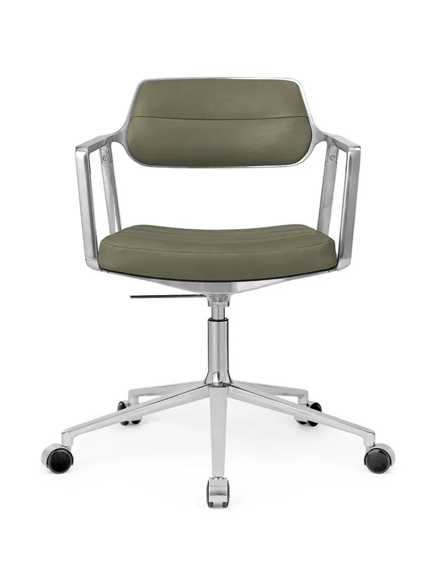 VIPP453 Swivel+ Chair m/sort stel & hjul, sort læder fra Vipp