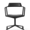 VIPP452 Swivel Chair m/sort stel & hjul, sort læder fra Vipp