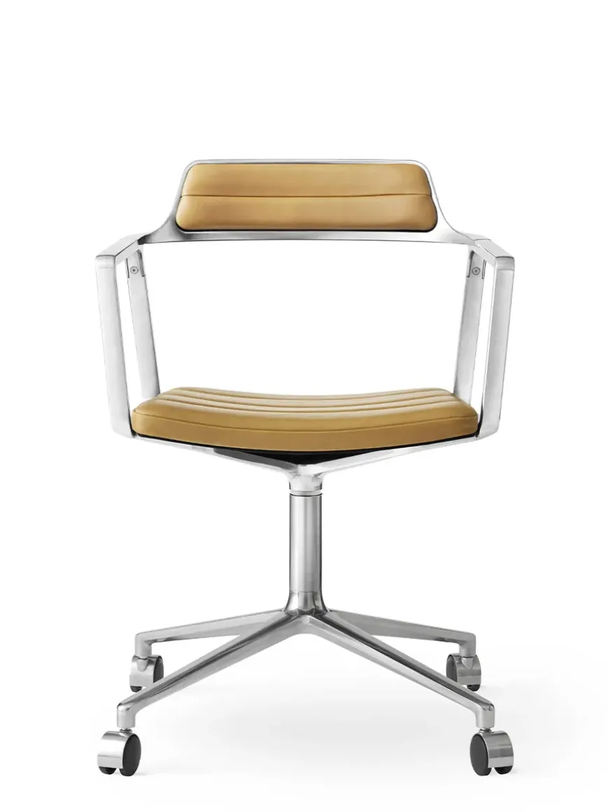 VIPP452 Swivel Chair m/sort stel & hjul, sort læder fra Vipp