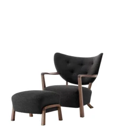 Wulff lænestol inkl. skammel - Sheepskin Honey  fra &Tradition